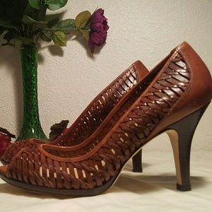 Cole Haan Nike Air leather peep toe pumps